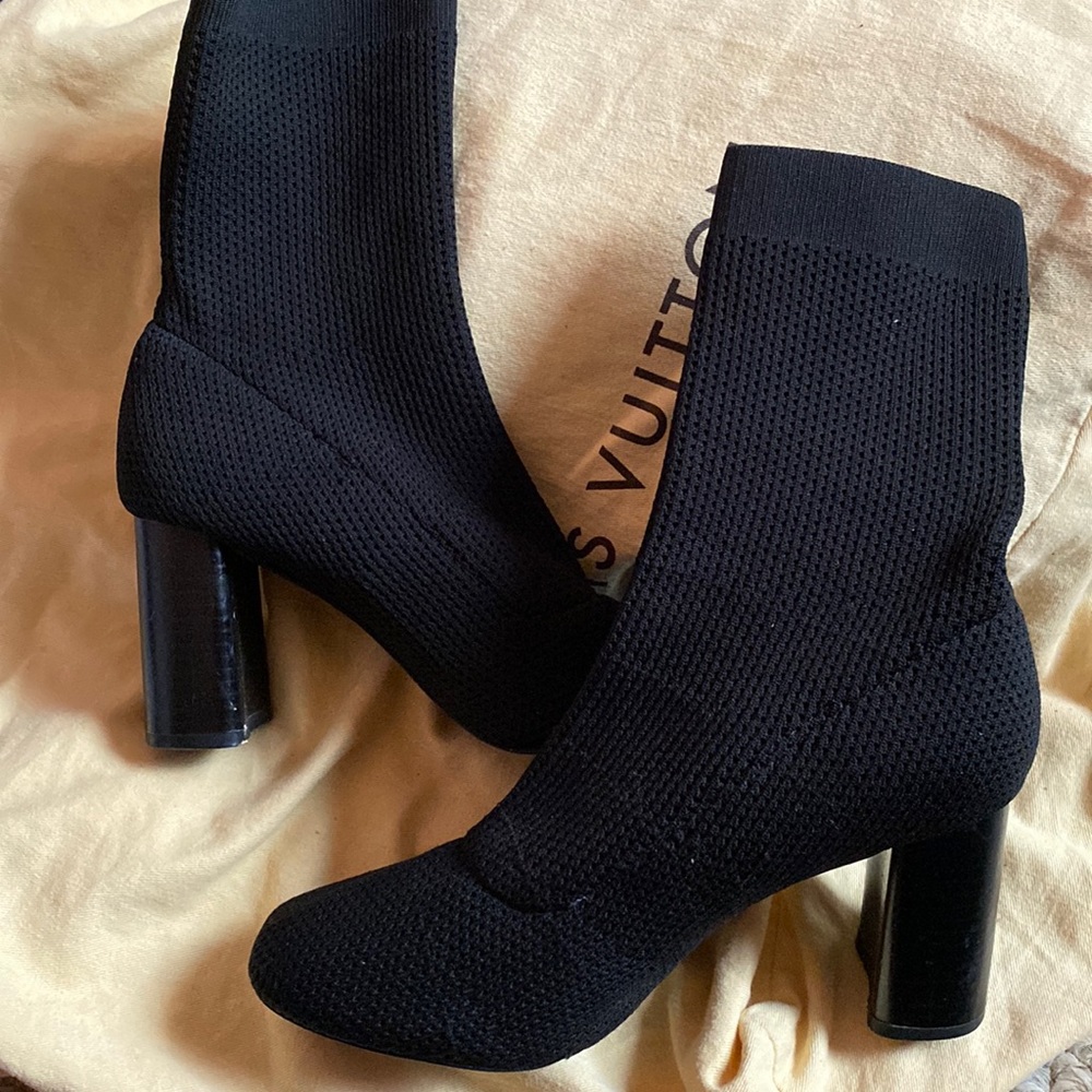 Black Knit Sock Ankle Boots